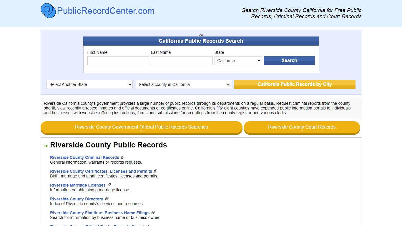 Riverside County California Free Public Records - Court ...